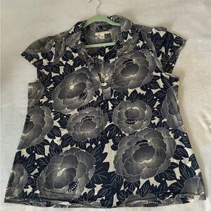 Banana Republic Navy and White Floral Button Down Shirt